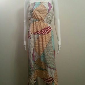 NWT Strapless Multicolor Printed Maxi Dress